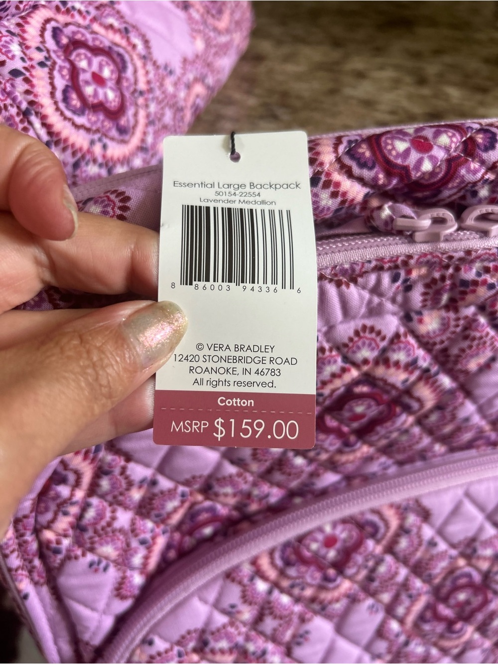 Vera Bradley Pink Quilted Backpack and lunch box Set - Picture 4 of 6